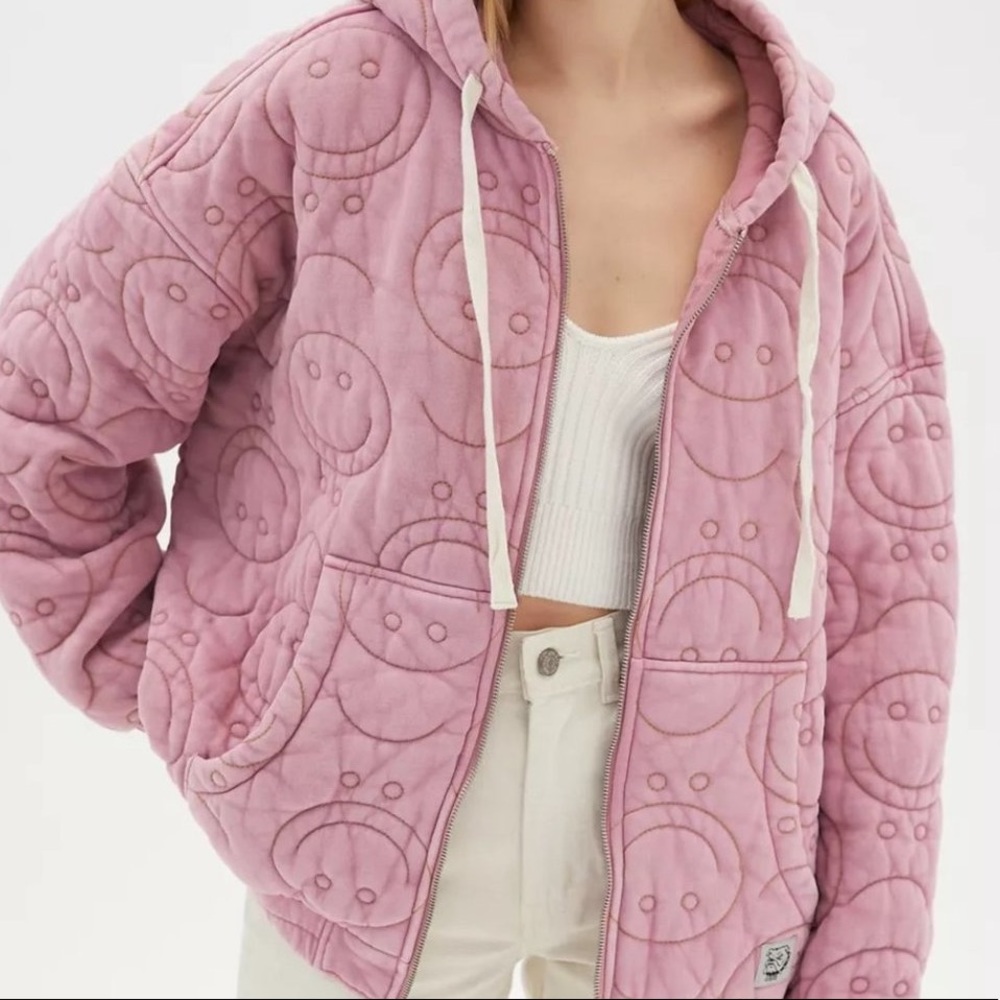 Urban Outfitters BDG Pink Smiley Hoodie Size small oversized